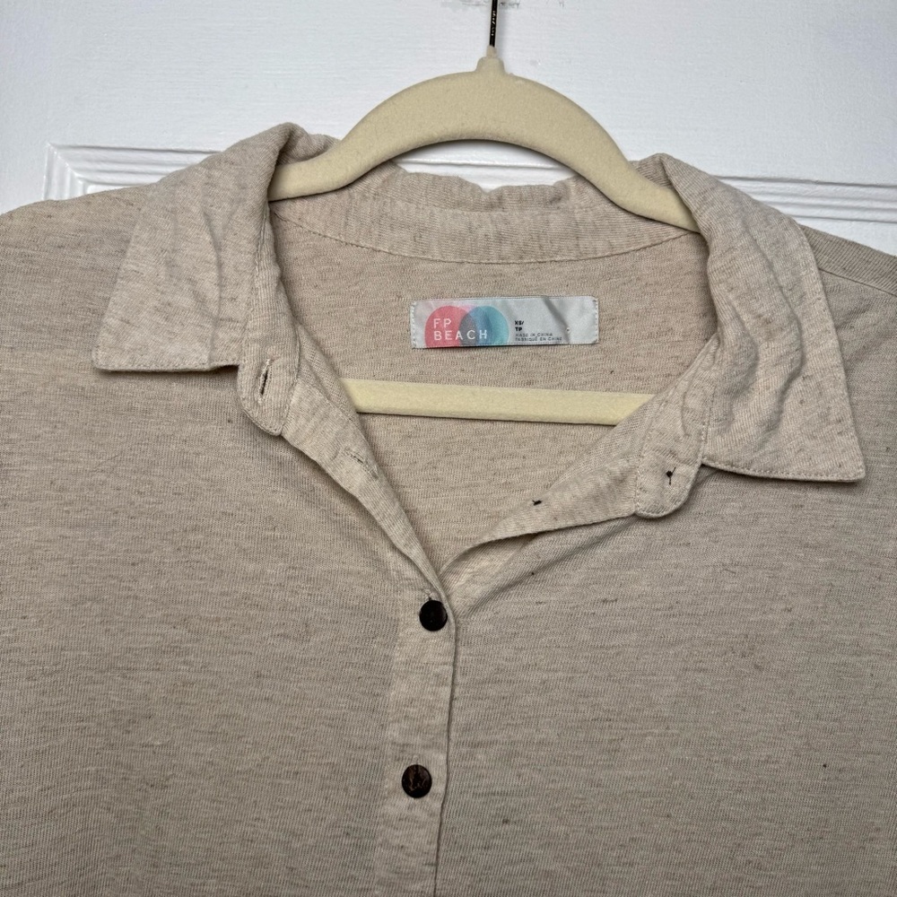 Free People Beach Women's Promenade Mini Shirt Dress Shapeless Natural XS - Picture 10 of 15